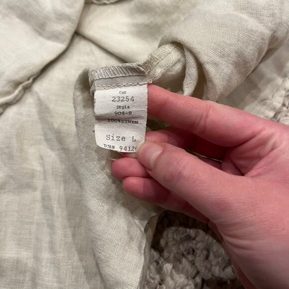 CP Shades 100% Linen Button Down Shirt Sz L Beige Coastal Lightweight Beach - Picture 5 of 6